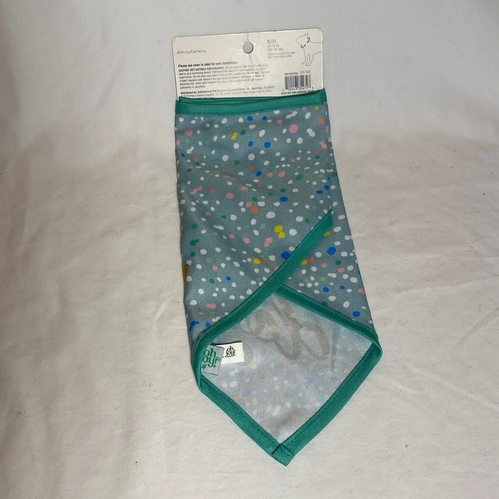Blue and Cream Argyle Leather Dog Collar and Fun Polka-dotted “hot dog” Bandana